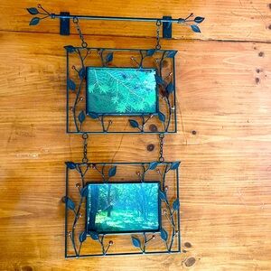 METAL & GLASS BEADED DOUBLE WALL PHOTO FRAME